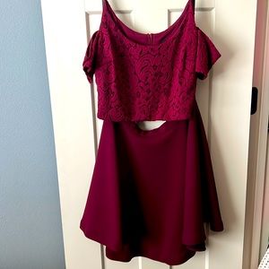 Maroon 2 pc Formal Dress